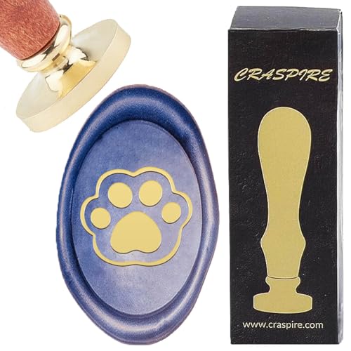 CRASPIRE Cat Paw Print Wax Seal Stamp Vintage Pet Animal Removable Brass Head with Wooden Handle Sealing Wax Stamp for Christmas Day Party Envelopes Invitations Scrapbooking Packing Decoration