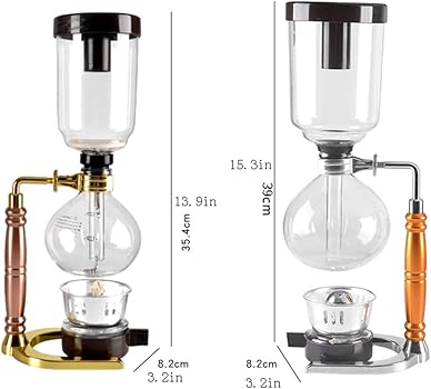 JITEM Cafetera sifón cafetera de estilo japonés de vidrio al vacío, sifón, percoladores, 3-5 tazas de vidrio, sifón de mesa, cafetera para café o té2