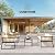YITAHOME 4-Piece Patio Bistro Set, All-Weather Outdoor Patio Furniture Rattan Wicker Loveseat Conversation Set with Wooden Armrests, Curved Backrest, Glass Side Table, and Soft Cushions - Light Brown