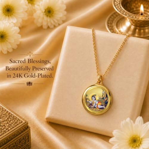 Image of DIVINITI 24K Gold Plated Double-Sided Religious Pendant with Premium Gift Box, Spiritual Locket for Men & Women, Devotional Jewellery for Gifting & Everyday Wear