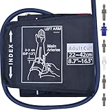 Alcarefam Brazalete grande para presión arterial, 22-42 cm, compatible con monitor Omron BP, brazalete de repuesto para brazos grandes de adultos, 6 conectores