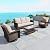 SUNSHINE VALLEY 4 Pieces Patio Furniture Set with Swivel Chairs, High Back Wicker Rattan Sofa with Extra Thick Cushion and Coffee Table, Outdoor Conversation Set for Garden Backyard Deck,Beige