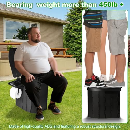 Image of Portable Toilet, Camping Toilet with Lid, Portable Travel Folding Toilet with Bags, Suitable for Camping, Hiking, Car Travel,Truck, RV, Boating, Road Trips, Beach