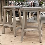 Yardistry Madison Bar Stools, Cedar Wood with Timber Gray Wood Stain, Set of 2 Outdoor Stools