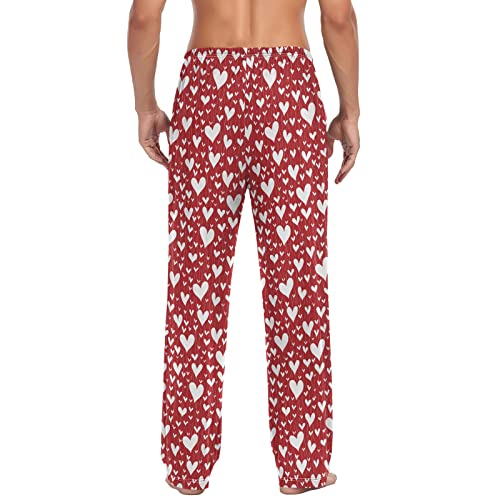 Red White Hearts Pajama Pants Mens Lounge Pants Super Soft Pajama Bottoms with Pockets2