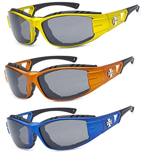 3 Pairs Choppers Padded Foam Wind Resistant Riding Sunglasses - Main Image