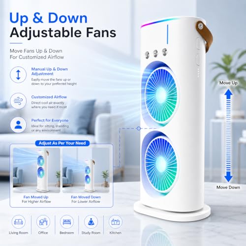 Image of MIKANIX Mini Dual Air Fan Cooler | Mist Spray with 3 Wind Speed Mode | 90 Adjustable Rotation for Room, Kitchen, Home & Office Desk with USB Cable