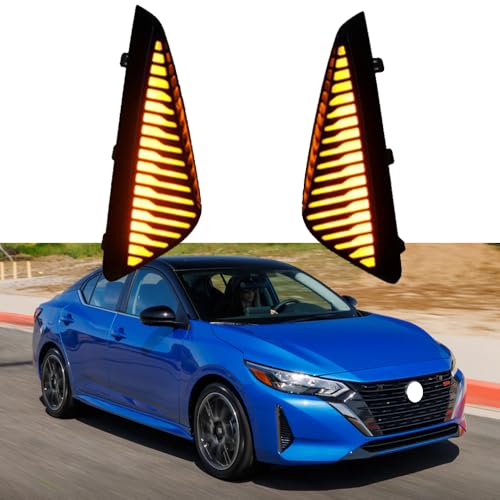 Alwaysteczon Car Accessories LED DRL Daytime Running Light Front Bumper Fog Lamp with Sequential Dynamic Turn Signal Assembly For Nissan Sentra 2024+