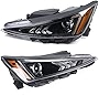 For 2019 2020 Hyundai Elantra Sedan Halogen Headlights Assembly Passenger and Driver Side Headlights OE Headlamp Left+Right Replacement Black Housing Clear Lens Headlight - Pair of Headlights