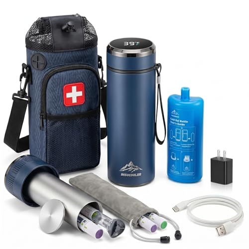 Image of Electric Insulin Cooler Travel Case, USB-C | No Power Bank Included, Smart 36-68F Control, Temp Display, Holds 3-7 Pens, TSA-ready Travel Kit