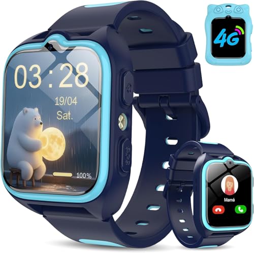Yxtel Orologio Smartwatch per Bambini,1.75' Smartwatch per Bambini con Torcia LED,Posizionamento GPS, Videochiamate ad alta Definizione, Sveglia, Modalità Gioco, Contapassi e Messaggistica Vocale,Blu