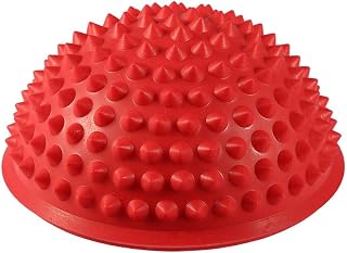 5 Colors Half Round PVC Massage Ball Body Rolling Pods Spiky Foot Wakers Balance & Dome Yoga Balls Fitness Exercise Gym Massager(red)