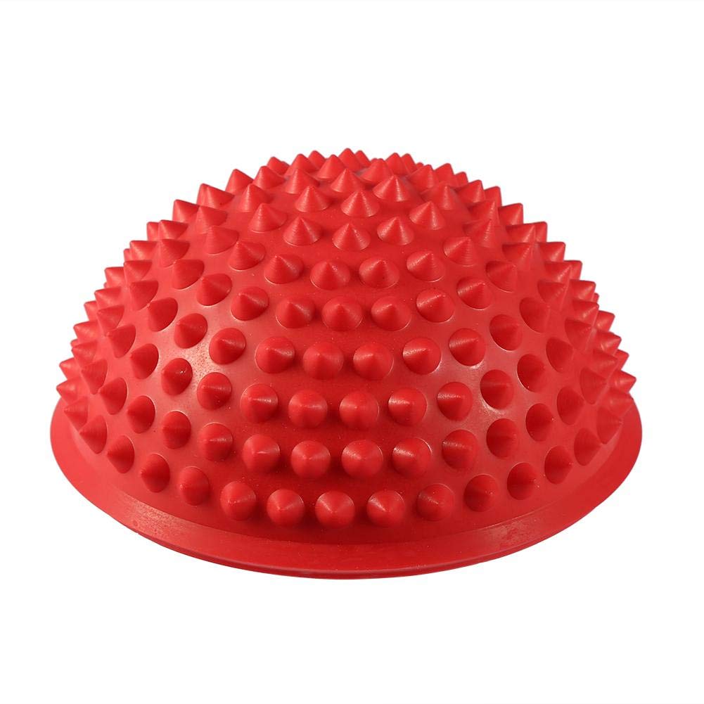 ANGGREK Half Round PVC Massage Ball Balance & Dome Yoga Balls Fitness Exercise Gym Massager Body Rolling Pods Spiky Foot Wakers 5 Colors (red)