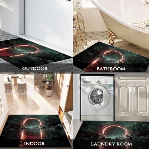 Alfombras suaves y antideslizantes de pasillo con diseño verde 7