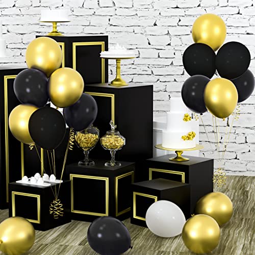 Image of TUPARKA 12 inches Black Gold Confetti Balloons Kit 60 Pack Metallic Gold Black Party Balloon for Birthday Graduation Baby Shower Wedding Anniversary Party Supplies