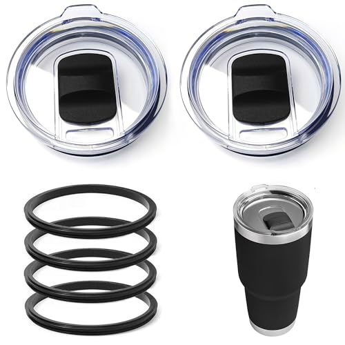 32 oz Tumbler Lid for Yeti Lids, 30 oz Replacement for YETI Lid, Compatible Splash Resistant 32 oz Straw Mug with 4 Silicon Rubber Gaskets O-Ring (2 Pack)