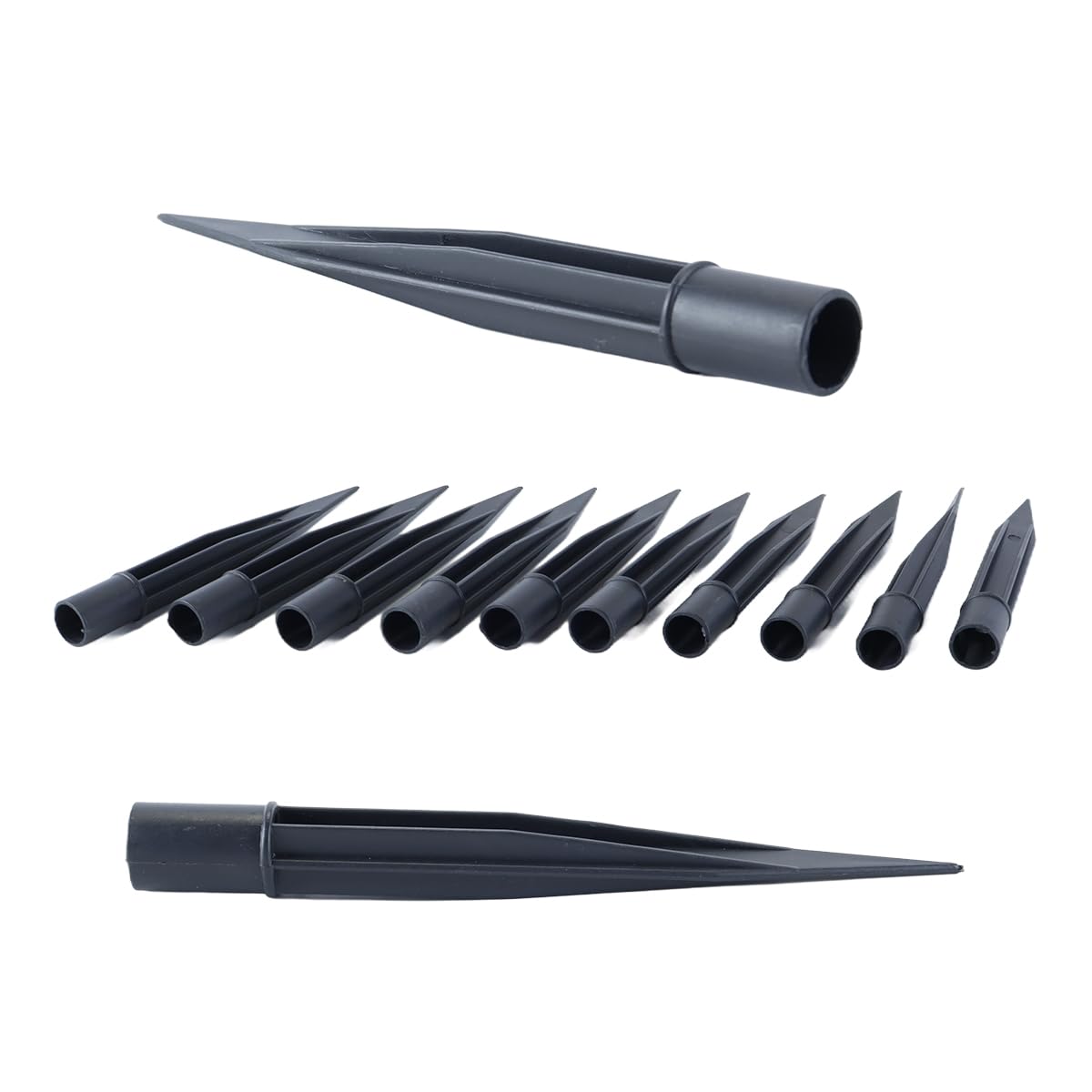 Ausi 10PCS Replacement Plastic Ground Spikes Garden Solar Lamp Stakes Landscape Lighting Fixtures for Garden Lawn Light Black 14mm