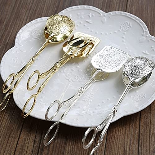 Pinces de Cuisine Pince à Aliments Plaqué Or Snack Cake Clip Salade Pain Pâtisserie Pince Cuisson Barbecue Outil Salade De Fruits Gâteau Clip (A)
