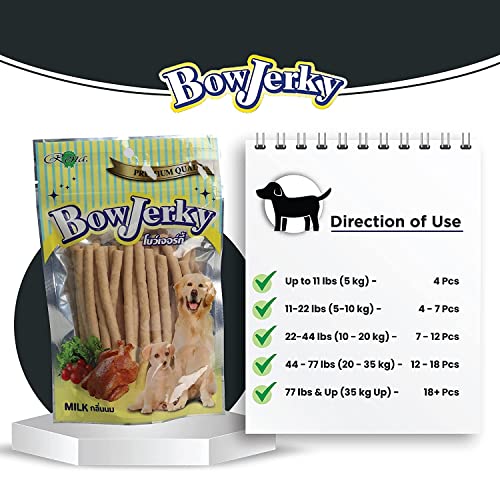 Image of Chicken & Milk Dog Treats 200g - Protein Rich Treats for Training & Reward, Healthy Jerky Sticks for Puppies & Adult Dogs, Low Fat Nutritious Snack, Tasty Chew Treats for All Breeds