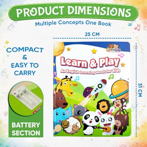 Image of 12-in-1 Interactive Musical Learning Book for Kids (1-5 Years) - Wonderful Gift | Learn and Play Sound Book with Fruits, Transportation and More | Educational Musical Toy