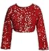 Big Girls Girls Long Sleeve Sequin Flower Girl Cardigan Shrug Bolero Dress Coat Red 8 (22JK61S)