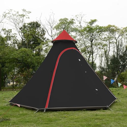 Luxury Yurt Tent for Family Glamping, 4 Season Waterproof Camping Yurt Tent for 5~6 People, Canvas Bell Tent for Family Camping Outdoor Hunting Party