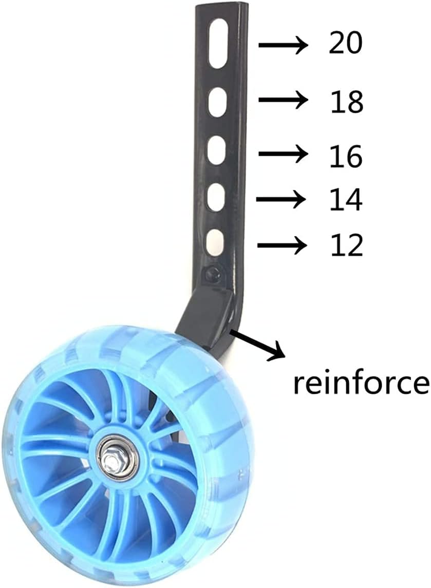 YJIA a Pair of Children's Bicycle Riding Flash Silent Training Wheels, Suitable for 12 14 16 18 20 inch Single Speed Bicycles (Black) : Sports & Outdoors