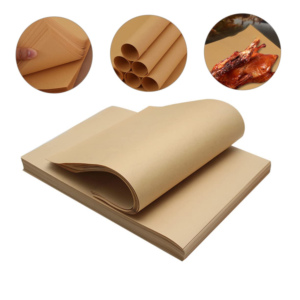 Papel para Envolver Alimentos de Pulpa de Madera 300 Hojas | Color Caqui, Resistente Grasa Desgarro, Contacto Directo Comida sin Olor Desagradable