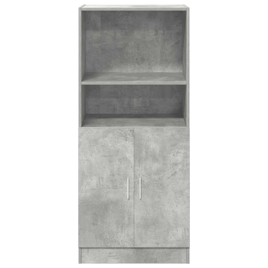 Szara betonowa szafka kuchenna 57 x 41,5 x 131,5 cm z płyty wiórowej z drzwiami i otwartymi półkami, szafka dolna, duża przestrzeń do przechowywania sprzętu AGD, stabilna