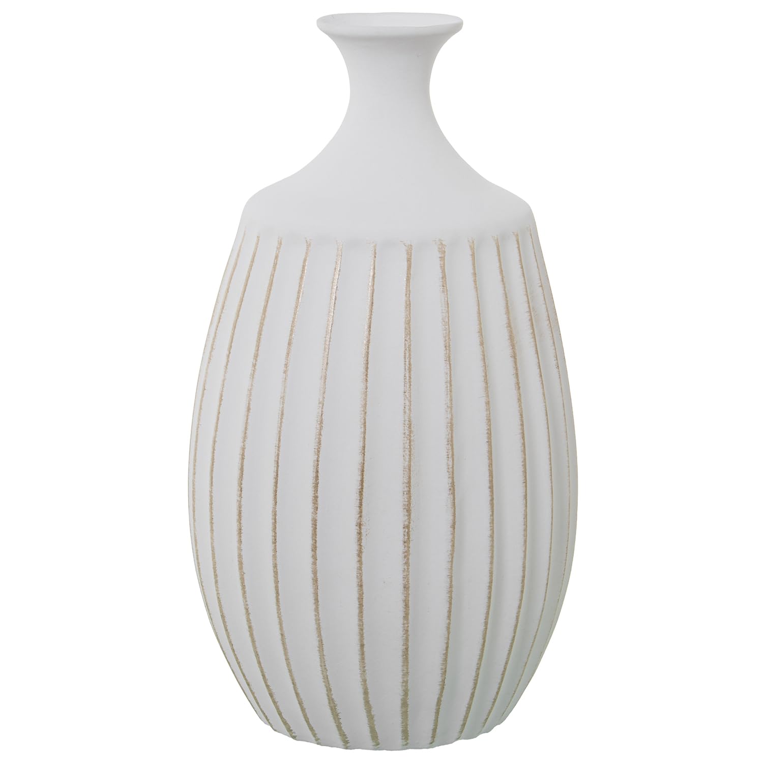 Vase en céramique Jarron Surcos blanc et or pour intérieur cosy