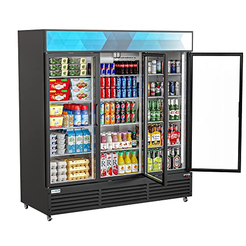 Image of KoolMore MDR-3GD-63C 3 Glass Commercial Display Refrigerator Upright Beverage Cooler Merchandiser-56, 56 Cu. Ft. Space Saver Triple Swing Door, Black