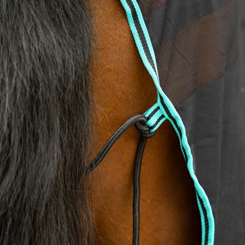 Image of Equinavia Sefyr Breathable Lightweight Cooling Scrim Sheet - Black /Turquoise - S