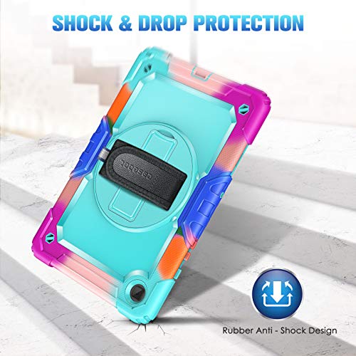 Casebot Shockproof Case For Samsung Galaxy Tab A7 10.4 2020 Model (Sm-T500/T505/T507) With Screen Protector, [360° Rotating Kickstand] Rugged Heavy Duty Hybrid Cover With Hand Shoulder Strap, Blue #TOP6