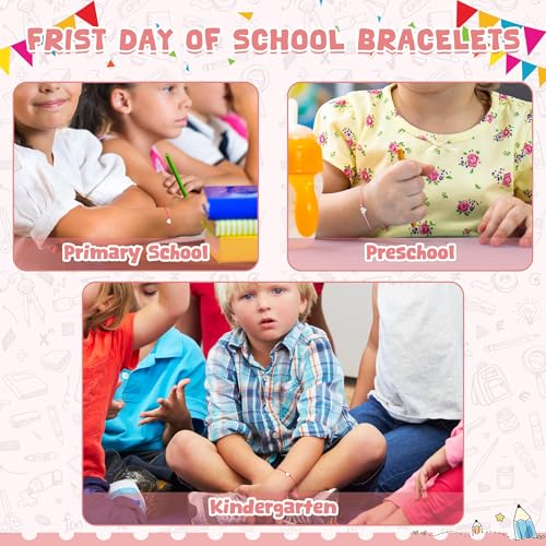 Image of Back to School Supplies, First Day of Kindergarten Bracelet, Back to School Bracelet Mommy and Me, Prek Matching Wish Bracelets Set, Adjustable Bracelet for Boys Girls Gifts Stuff Bulk