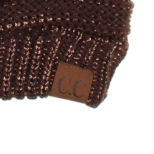 Image of C.C CC Ponytail Messy Bun BeanieTail Soft Winter Knit Stretch Beanie Hat