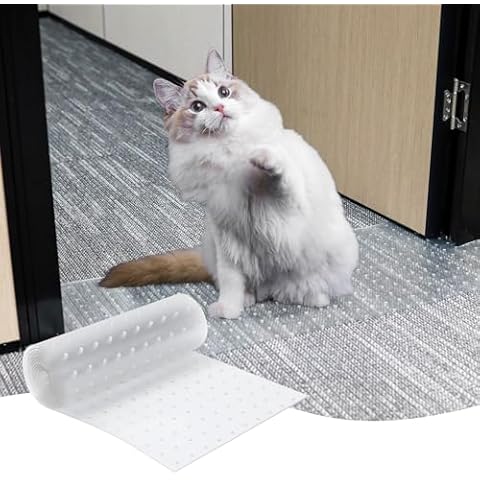 KHS Carpet Protector for Pets, 3.6Ft Plastic Carpet Protector for Doorway, DIY Non Slip Clear Cat Carpet Protector Mat, Easy to Cut Carpet Scratch Stopper, Cat/Dog Scratch Carpet Protector Roll Cover