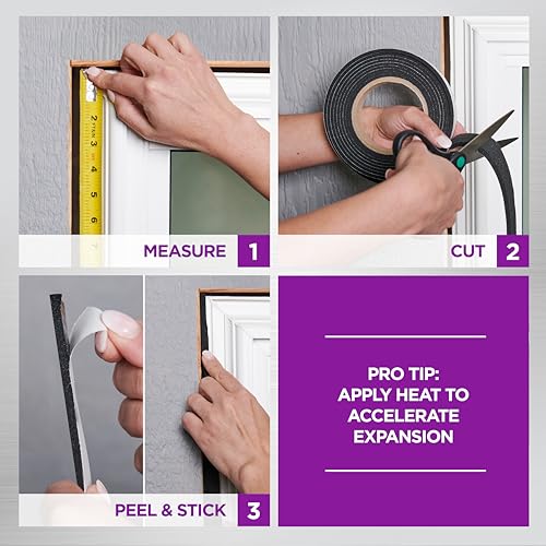 Image of M-D Building Products 03115 1-1 /2 in. Black Expandable Foam Platinum Weatherseal for Uneven Gaps