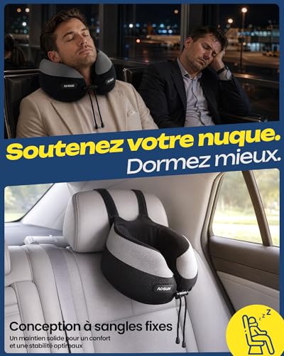Aosun Coussin de Voyage Avion et Voiture, Oreiller Cervical en Mousse à Mémoire de Forme, Kit 4... – Image 6