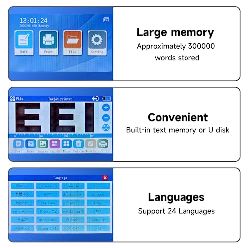 Upgraded Handheld Inkjet Printer, Portable Inkjet Printer Gun with 4.3 Inch LED Touch Screen, Quick Drying Inkjet Code Machine for Barcode, QR Code, Batch Number, Logo, Date, Label Marker.
