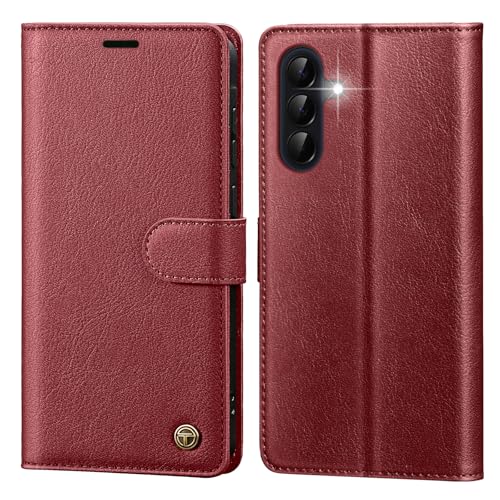 Protège-téléphone Samsung A37 5G bordeaux avec rabat magnétique et fentes pour cartes