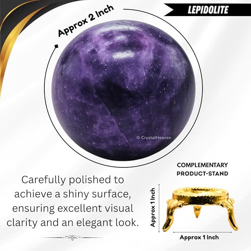 Image of Certified Lepidolite Crystal Ball for Meditation - Premium Crystal Vastu Items for Home and Feng Shui Items for Good Luck - Ideal for Pooja Supplies and Spiritual Practices (2 inch Inch)