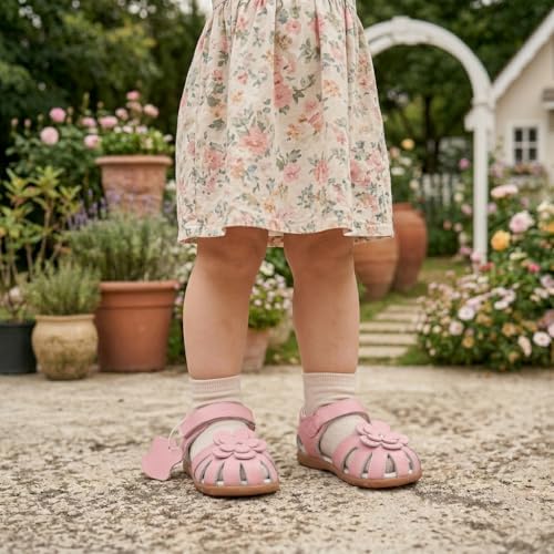 Image of Femizee Toddler Girls Leather Dress Sandals with Adjustable Strap