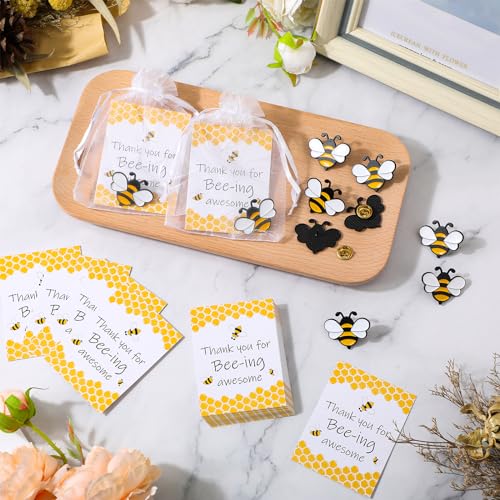 Misdary Employee Appreciation Team Gift for Coworker Bee Lapel Pin Bee Badge Organza Bag Cards Thank You Gifts 6