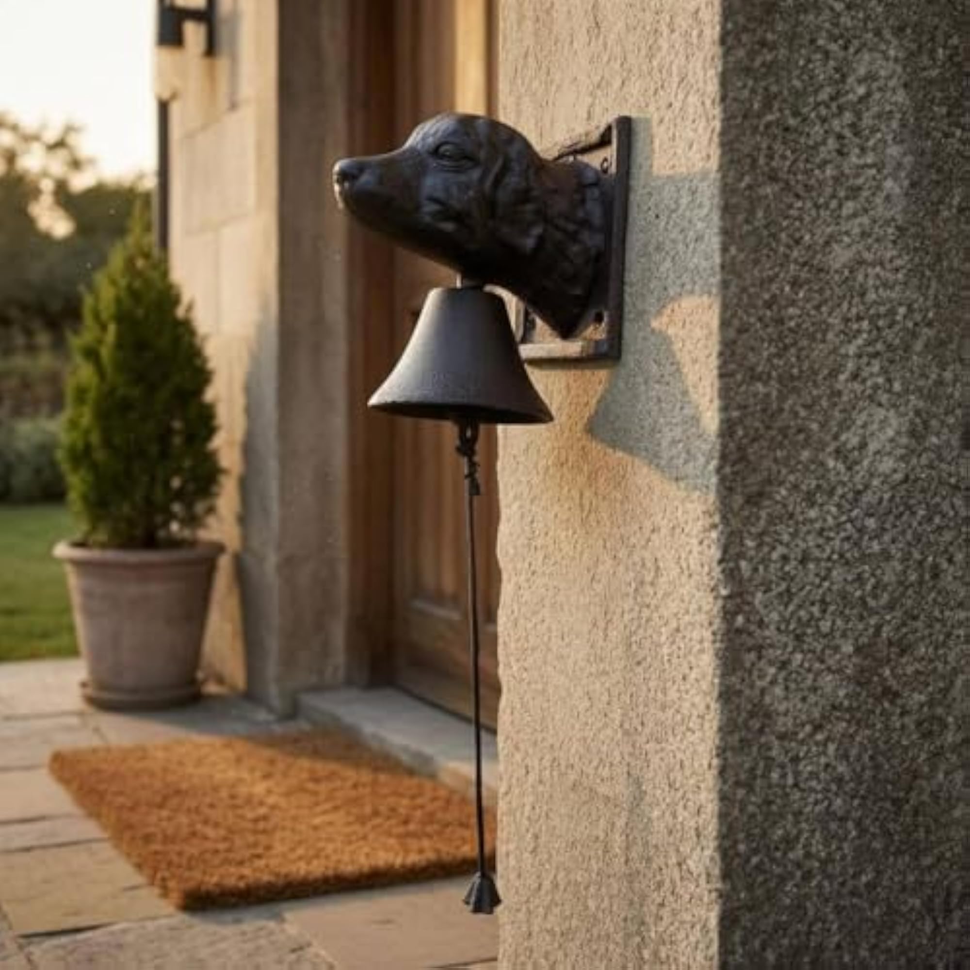 Pull Cord Cast Iron Bell Decorative Metal Bracket Rustic