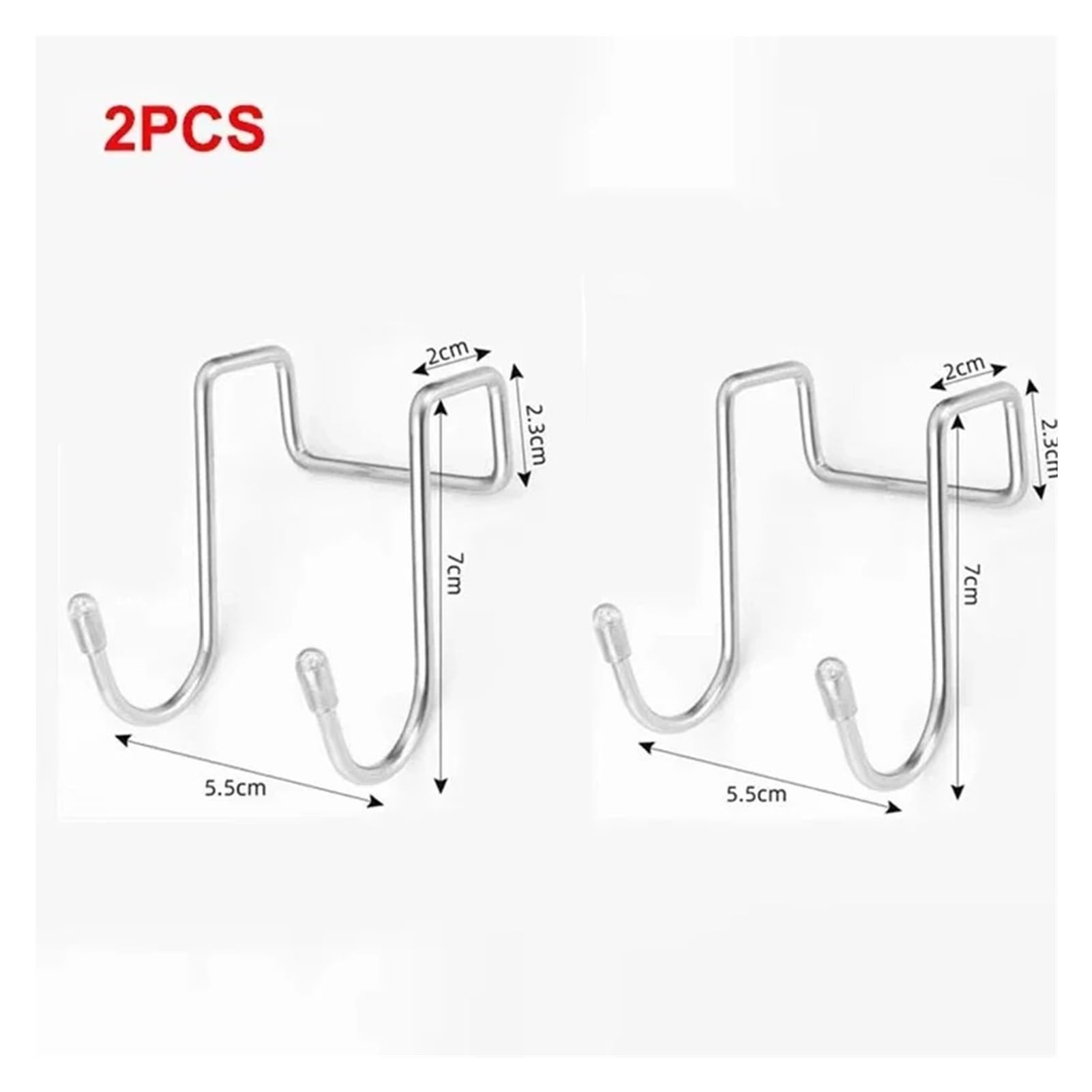 BARRINS Over The Door Hooks 2PC 304 Stainless Steel Hook Free Punching Double S-Shape Hook Kitchen Bathroom Cabinet Door Back Type Coat Towel Storage Hanger