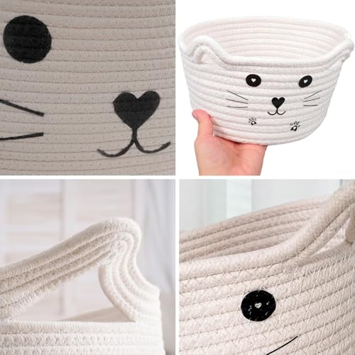 Aufbewahrungskorb Baby Spielzeug,Aufbewahrungskorb Aus Baumwollgewebe,Waschekorb Geflochten Kinder Katze,Katzen-Aufbewahrungsbox Aus Baumwolle,Zur Aufbewahrung Geeignet Spielzeugkorb,12*21*12CM,Kiuiom