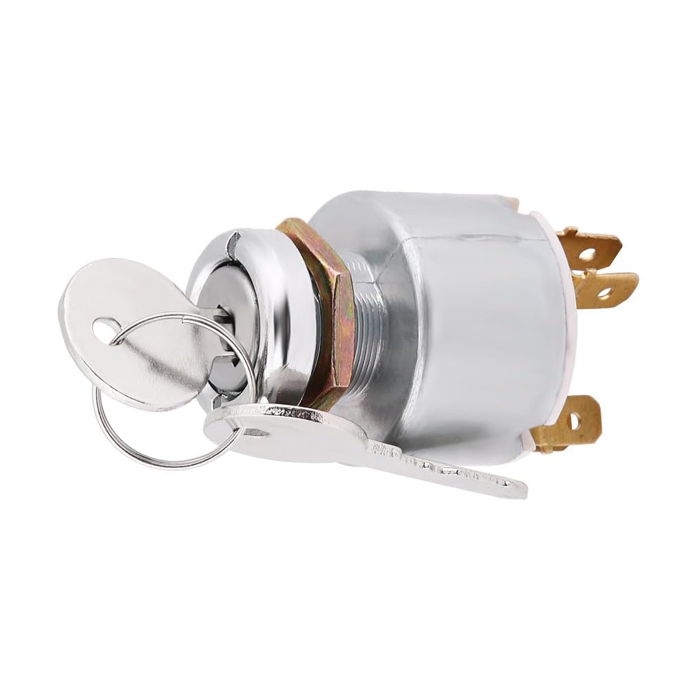 MACHSWON 12V Ignition Key Starter Switch - Universal Engine Starter Switch Waterproof 3 Position ON OFF Start Ignition Switch Controls with 2 Keys for Cars, Motorcycles and Boats