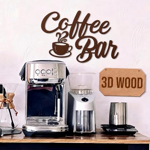 Image of Shimeyao Coffee Bar Accessories Coffee Bar Sign for Wall Metal Rustic Hanging Wall Art Vintage Brown Cup Letter Sign for Cafe Home Office Kitchen
