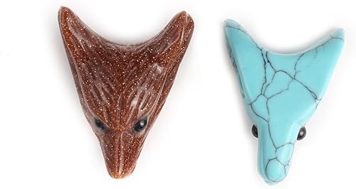 LE SKY 2 colgantes de piedra natural, exquisita forma de zorro, cuentas de ágata de cristal curativo para hacer joyas y collares, Piedra Ágata