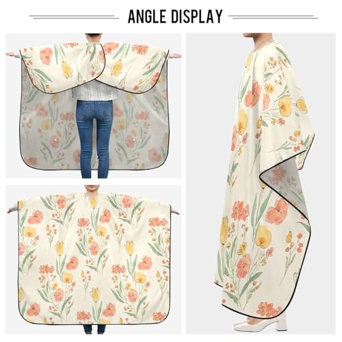 Capa impermeable para corte de cabello MAOBLYR con cierre de presión ajustable, diseño floral miniatura 5